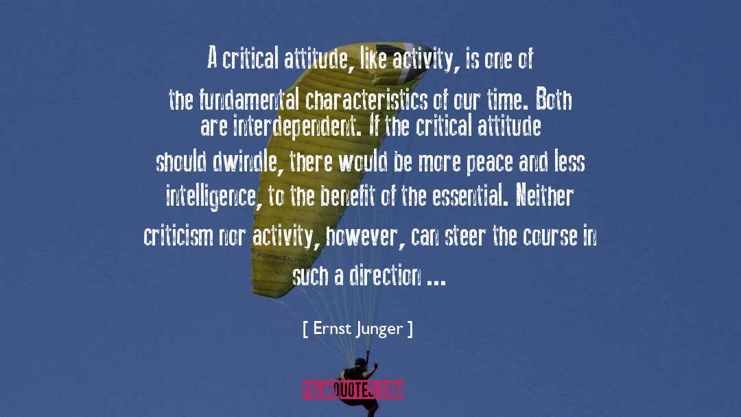 Ernst Junger Quotes: A critical attitude, like activity,