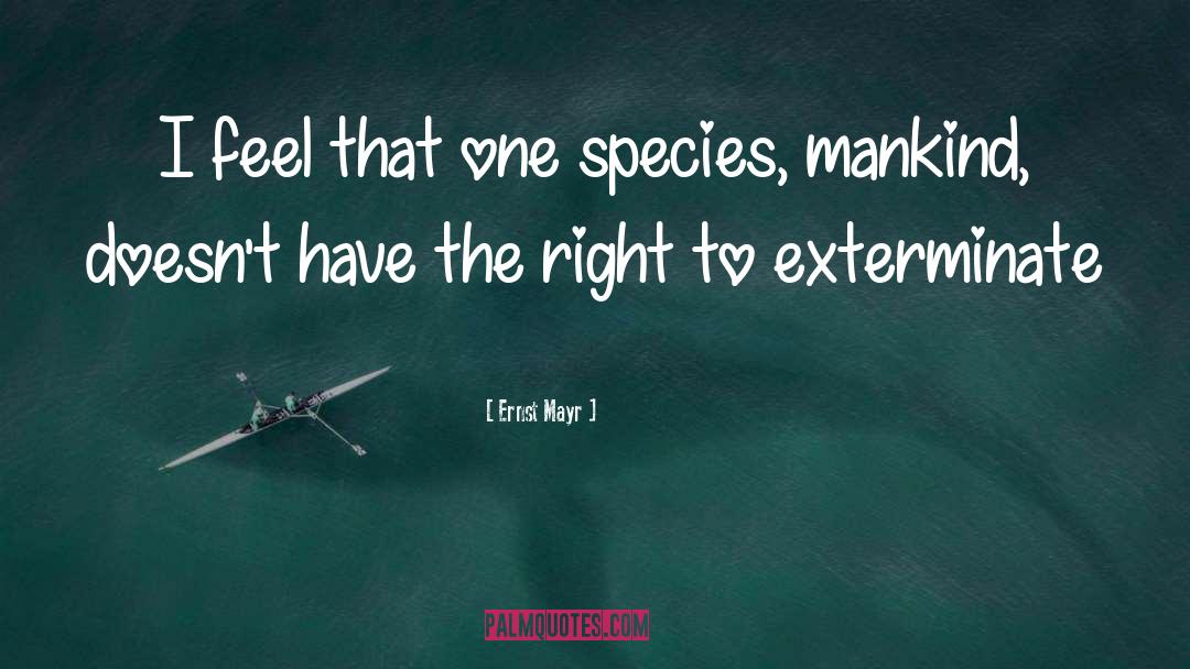 Ernst Mayr Quotes: I feel that one species,