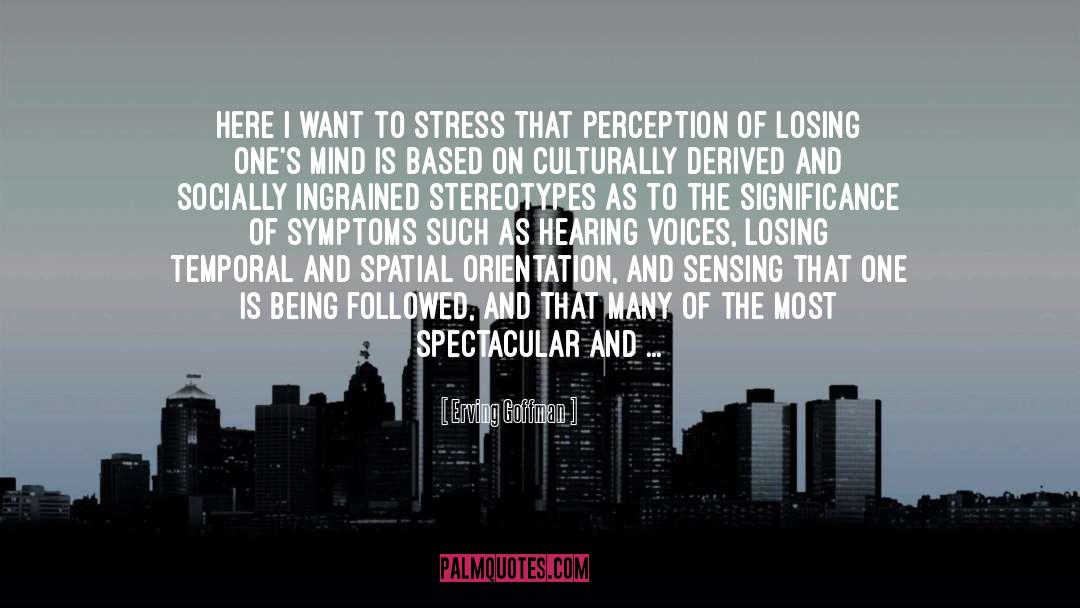 Erving Goffman Quotes: Here I want to stress