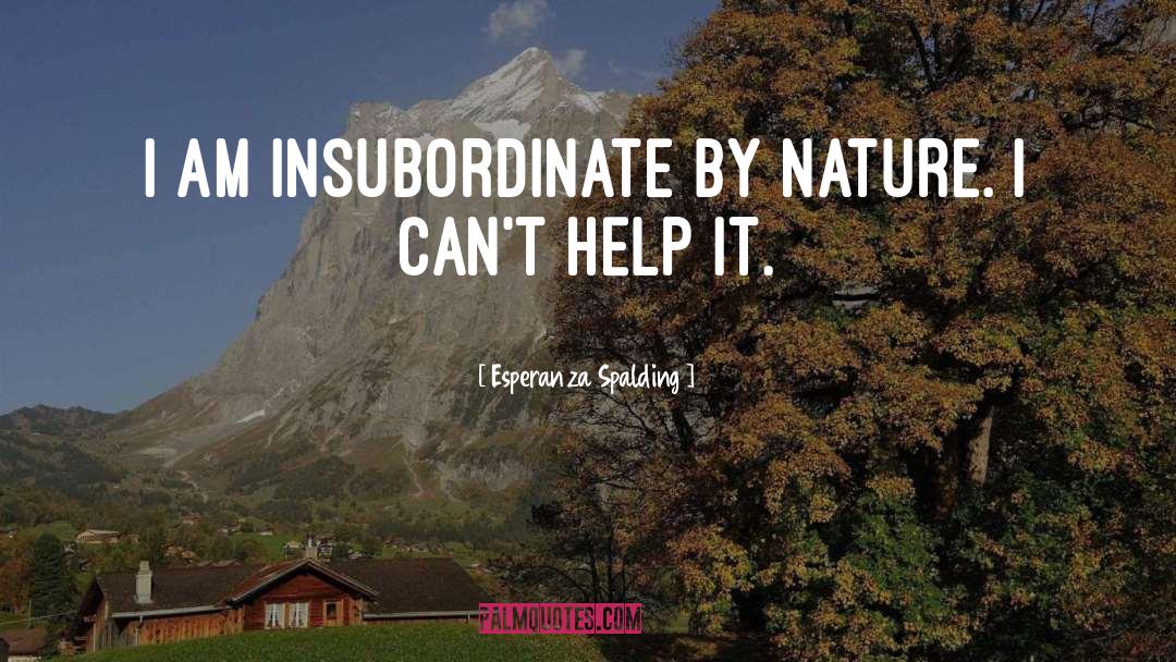 Esperanza Spalding Quotes: I am insubordinate by nature.