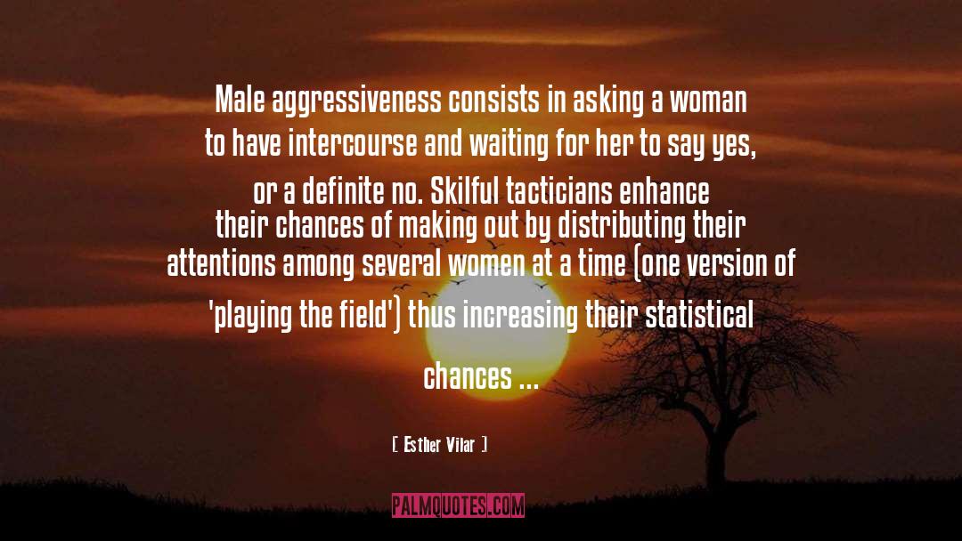 Esther Vilar Quotes: Male aggressiveness consists in asking