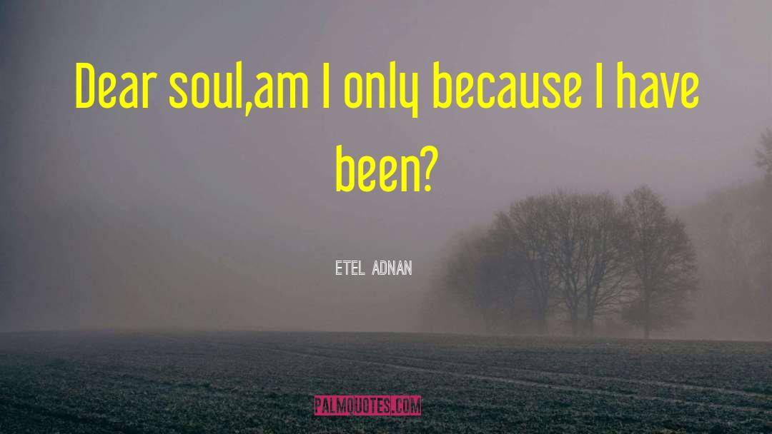 Etel Adnan Quotes: Dear soul,<br />am I only