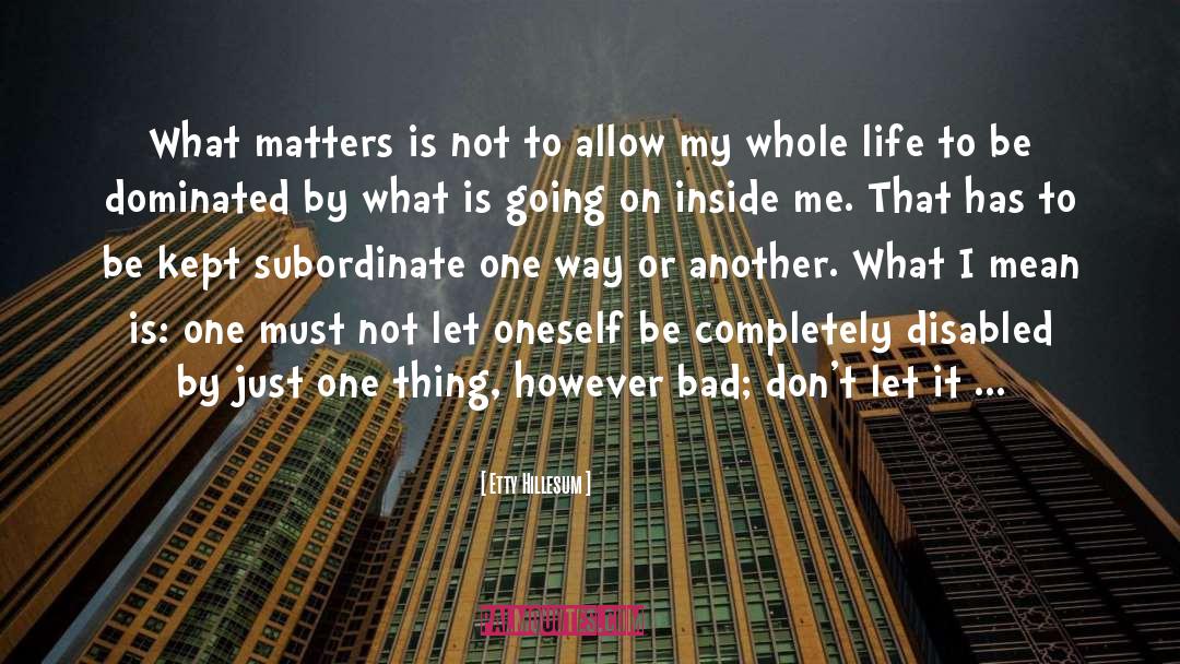 Etty Hillesum Quotes: What matters is not to