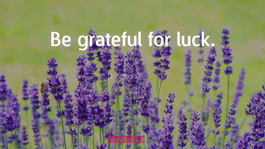 Eubie Blake Quotes: Be grateful for luck.