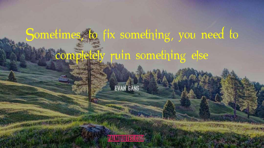 Evan Gans Quotes: Sometimes, to fix something, you