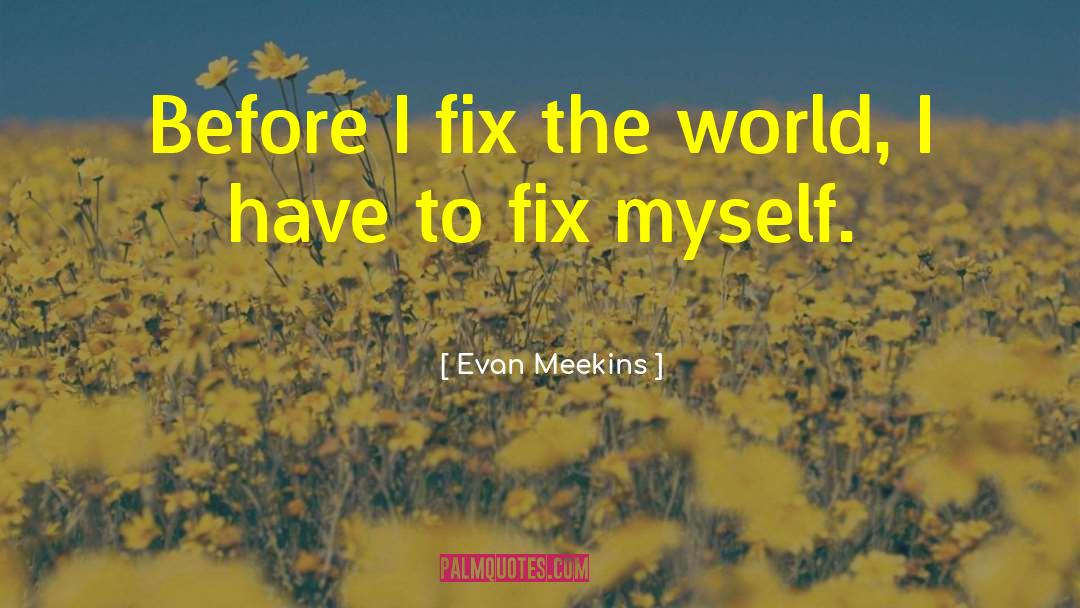 Evan Meekins Quotes: Before I fix the world,