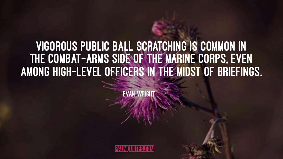 Evan Wright Quotes: Vigorous public ball scratching is