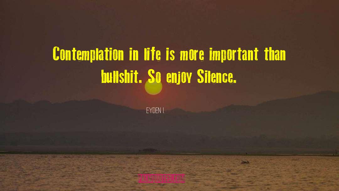 Eyden I. Quotes: Contemplation in life is more