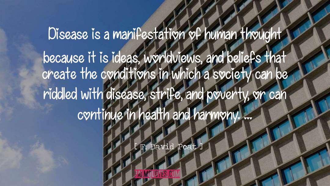 F. David Peat Quotes: Disease is a manifestation of