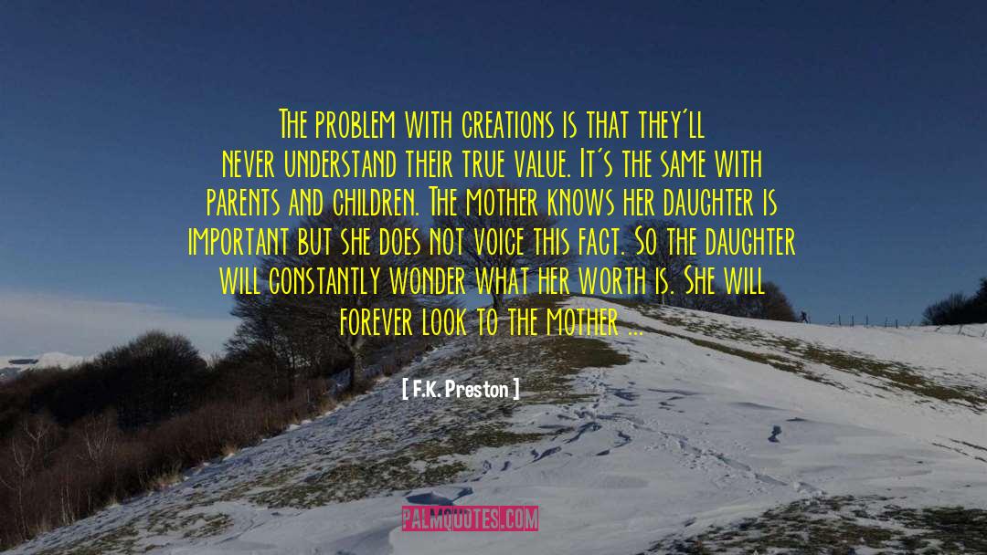 F.K. Preston Quotes: The problem with creations is