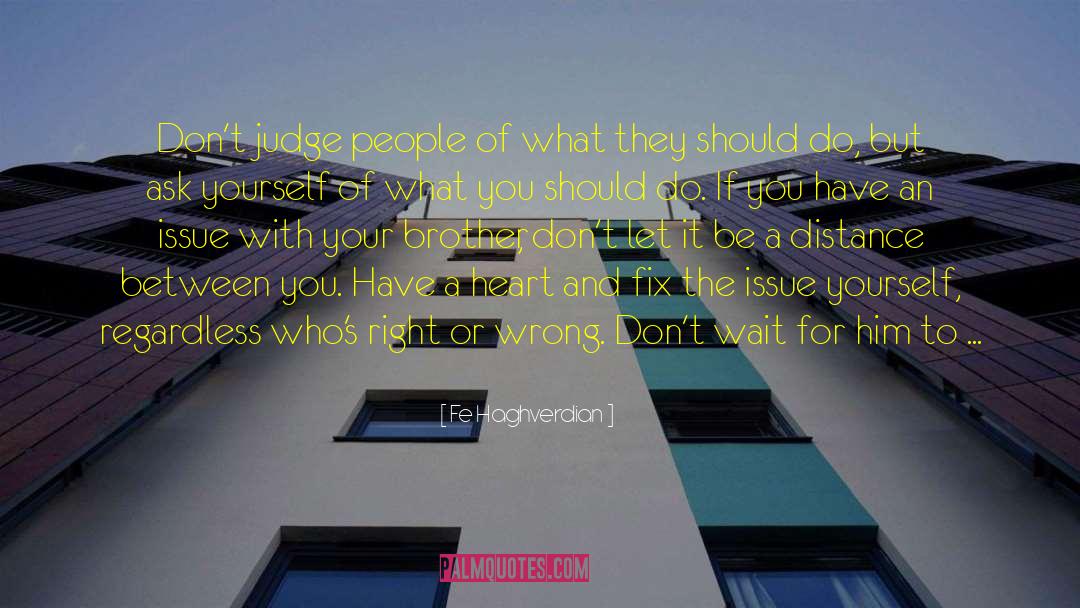 Fe Haghverdian Quotes: Don't judge people of what
