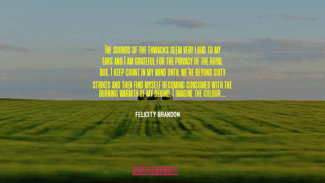 Felicity Brandon Quotes: The sounds of the thwacks