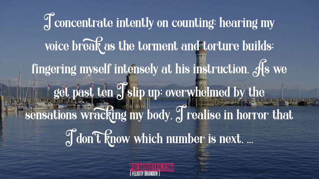 Felicity Brandon Quotes: I concentrate intently on counting: