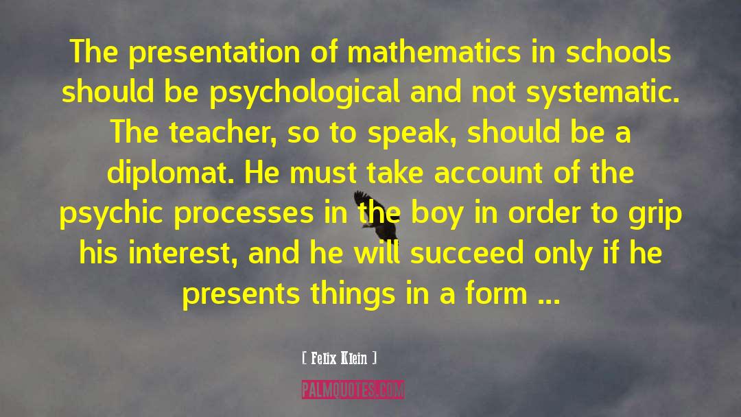 Felix Klein Quotes: The presentation of mathematics in