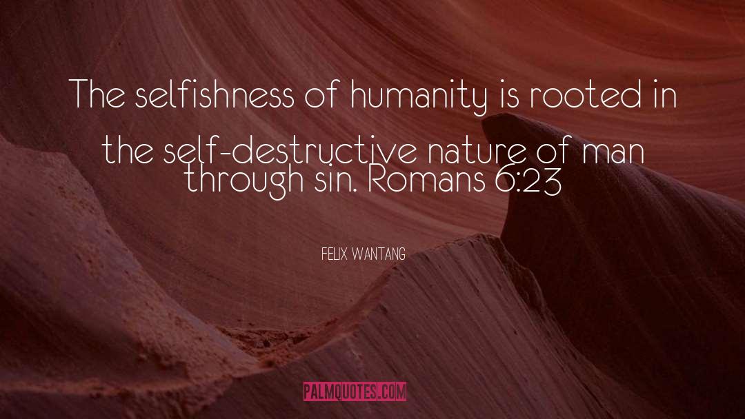 Felix Wantang Quotes: The selfishness of humanity is