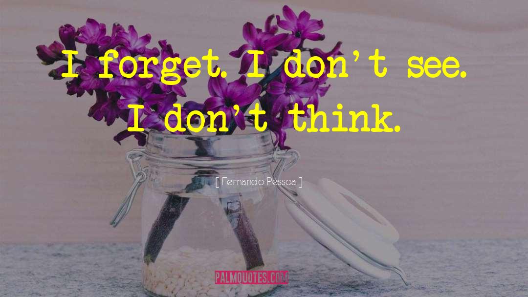 Fernando Pessoa Quotes: I forget. I don't see.