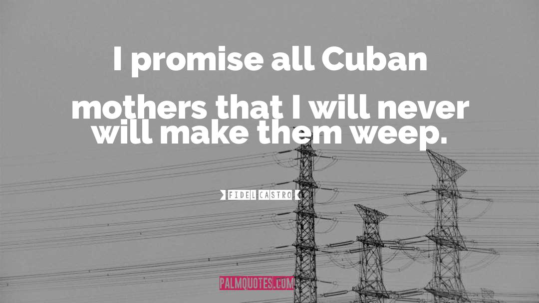 Fidel Castro Quotes: I promise all Cuban mothers