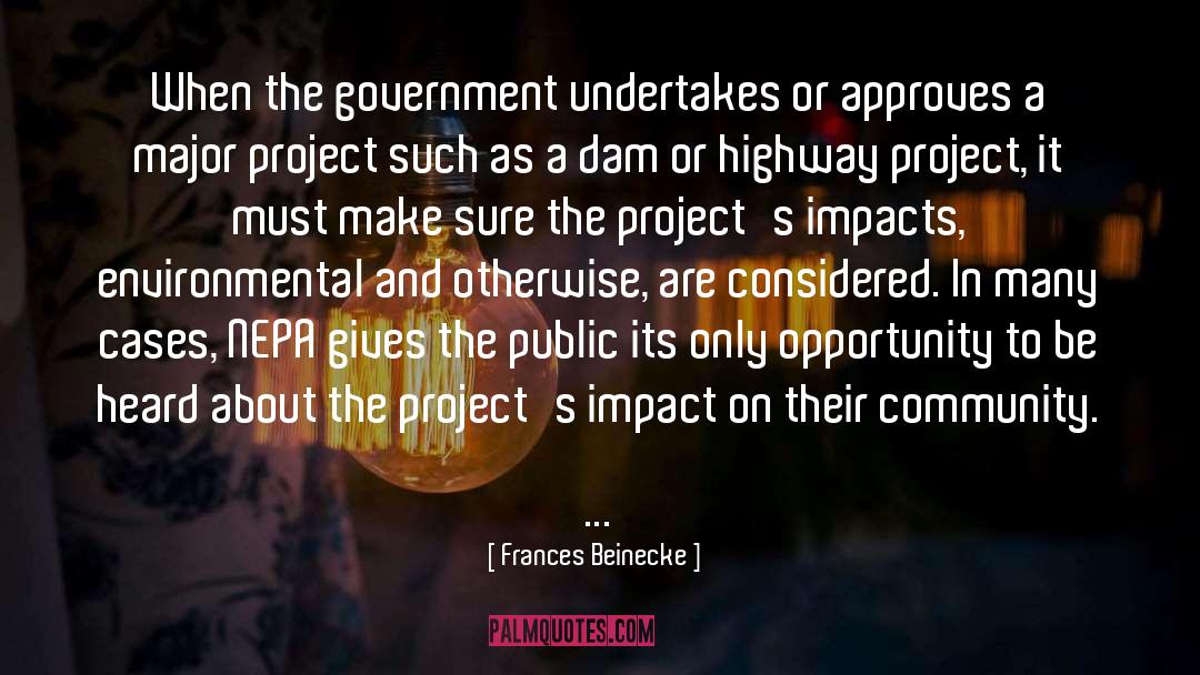 Frances Beinecke Quotes: When the government undertakes or