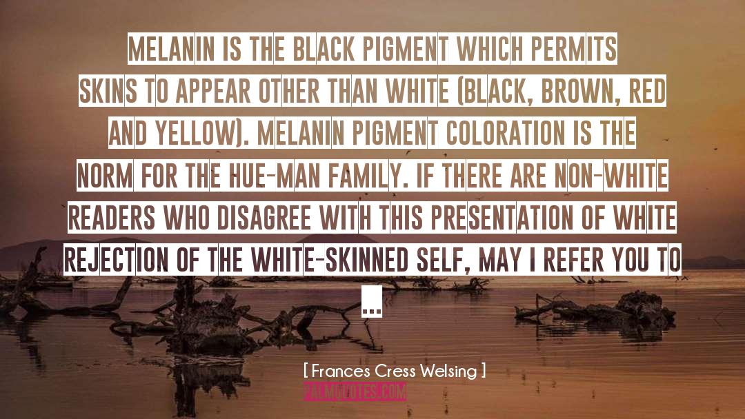 Frances Cress Welsing Quotes: Melanin is the black pigment