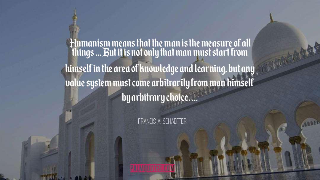 Francis A. Schaeffer Quotes: Humanism means that the man