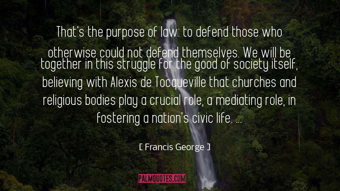 Francis George Quotes: That's the purpose of law:
