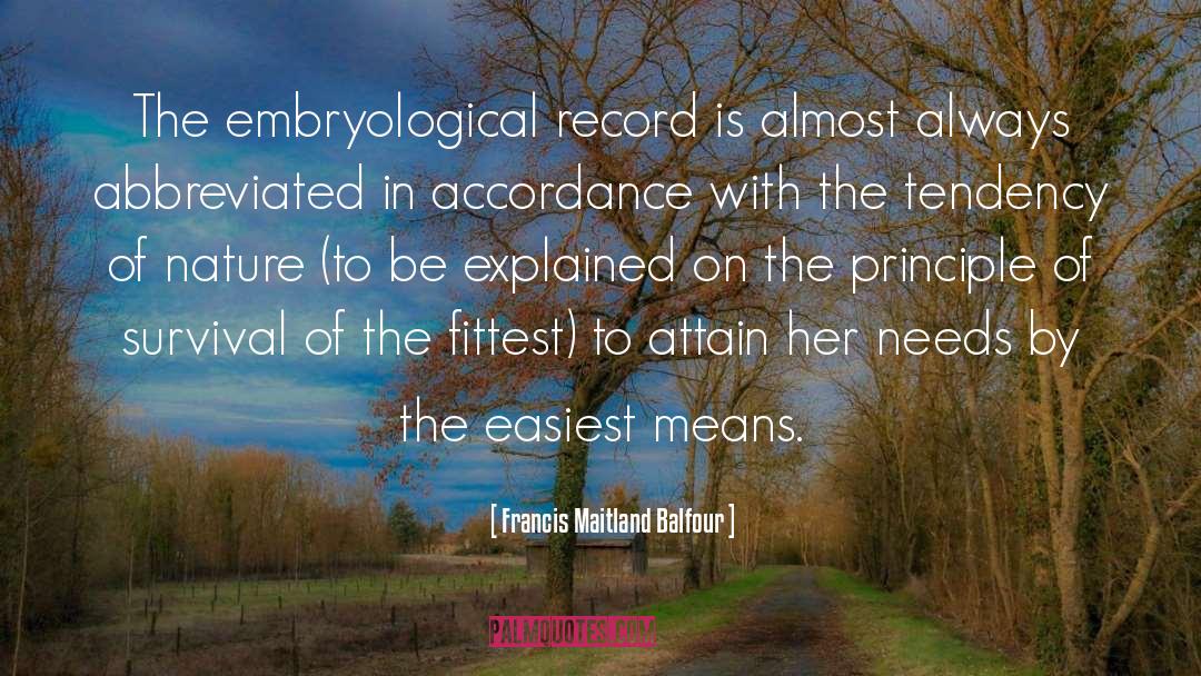 Francis Maitland Balfour Quotes: The embryological record is almost