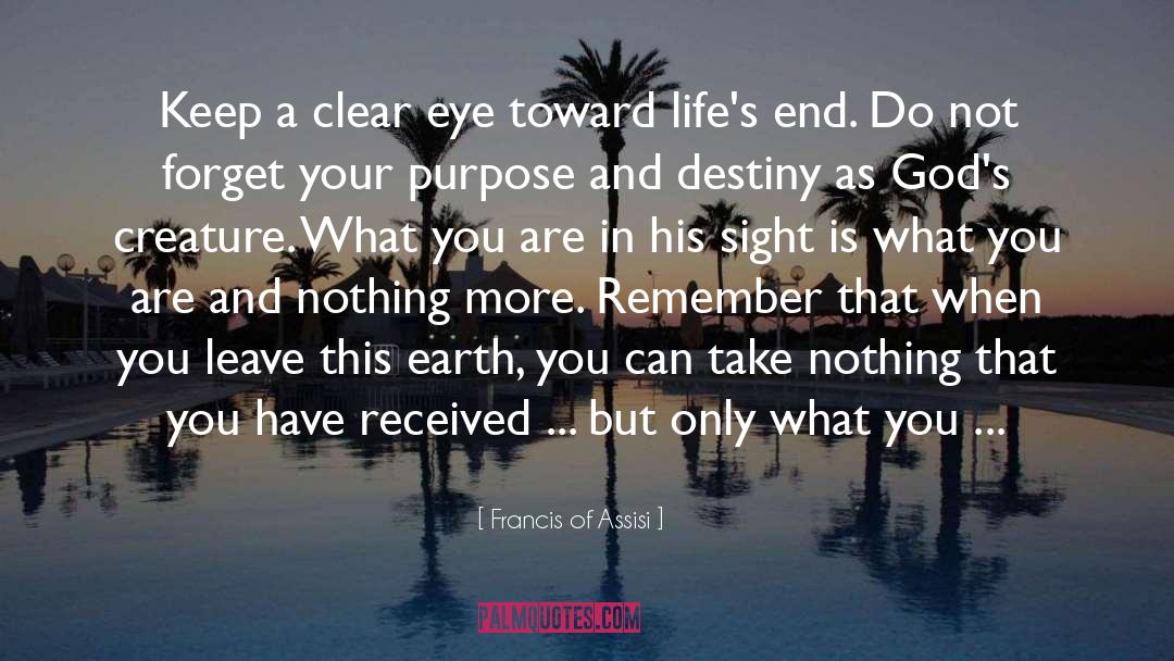 Francis Of Assisi Quotes: Keep a clear eye toward