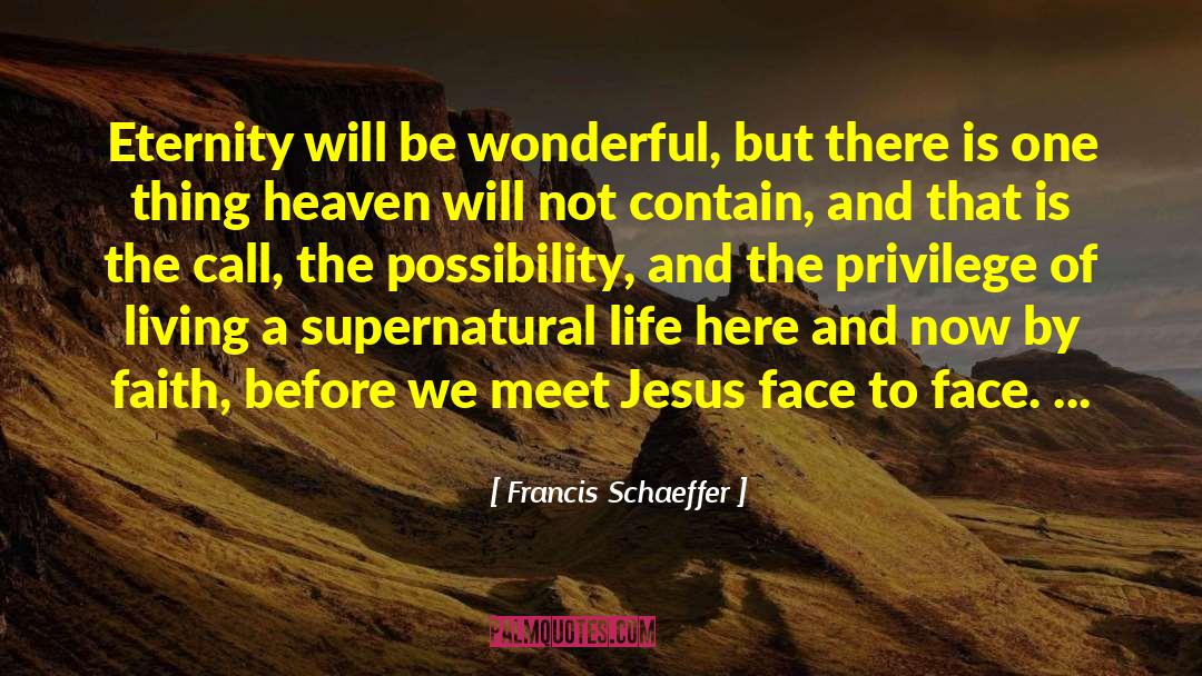 Francis Schaeffer Quotes: Eternity will be wonderful, but