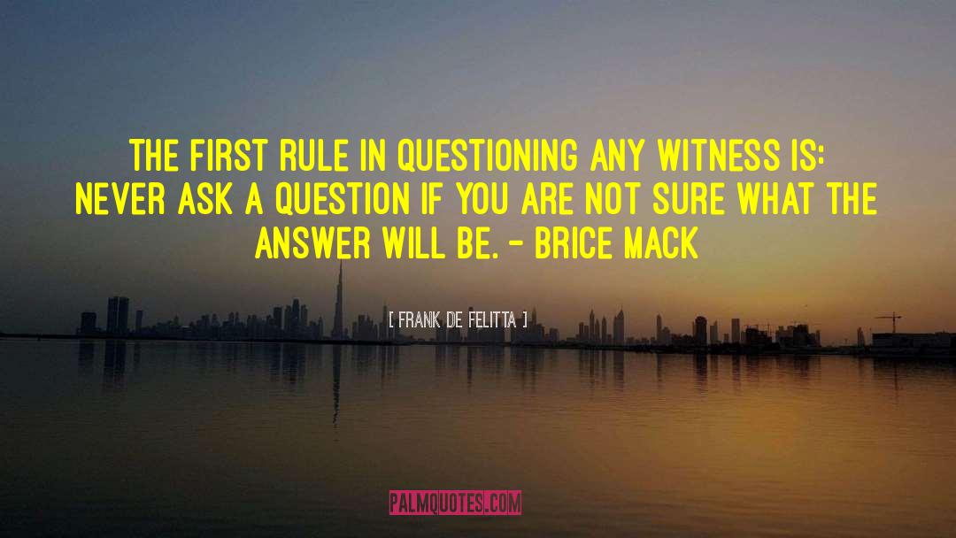 Frank De Felitta Quotes: The first rule in questioning