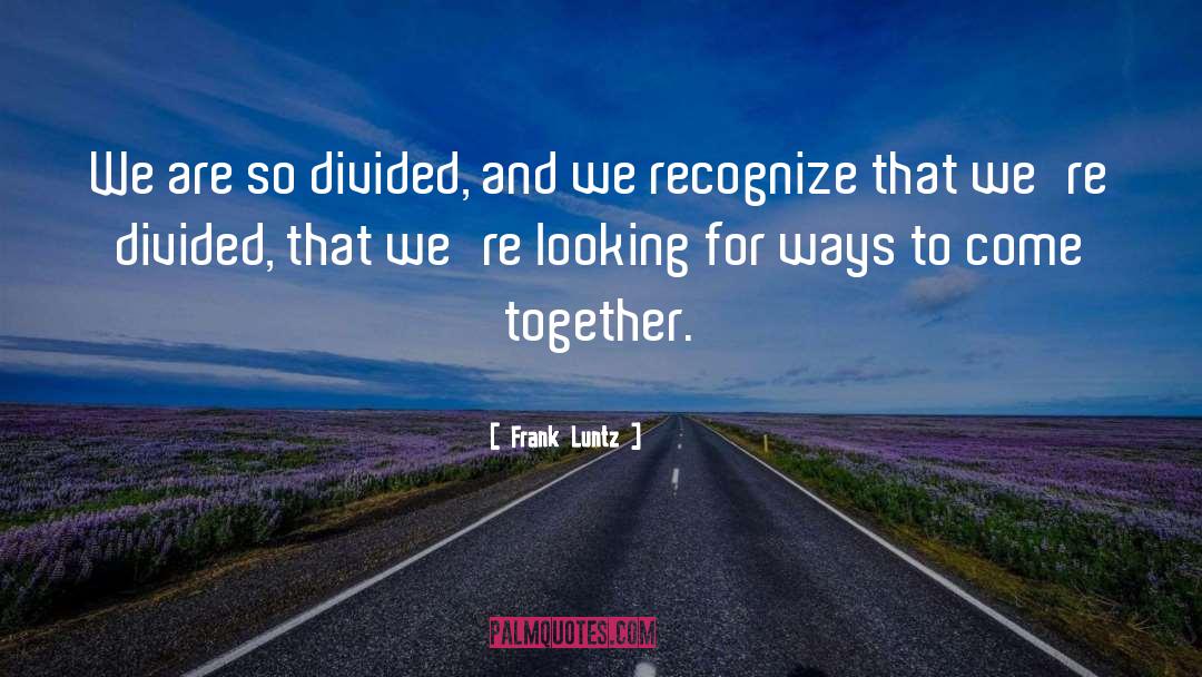 Frank Luntz Quotes: We are so divided, and