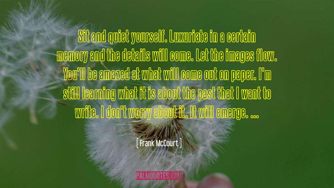 Frank McCourt Quotes: Sit and quiet yourself. Luxuriate