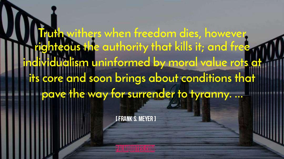 Frank S. Meyer Quotes: Truth withers when freedom dies,