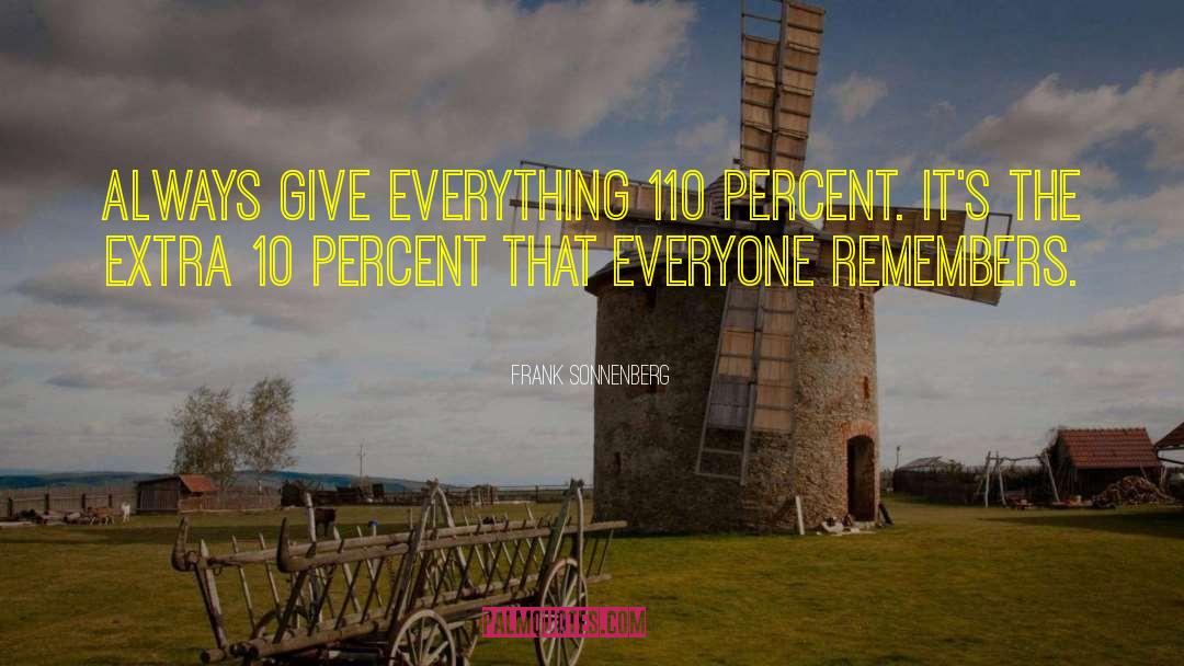 Frank Sonnenberg Quotes: Always give everything 110 percent.