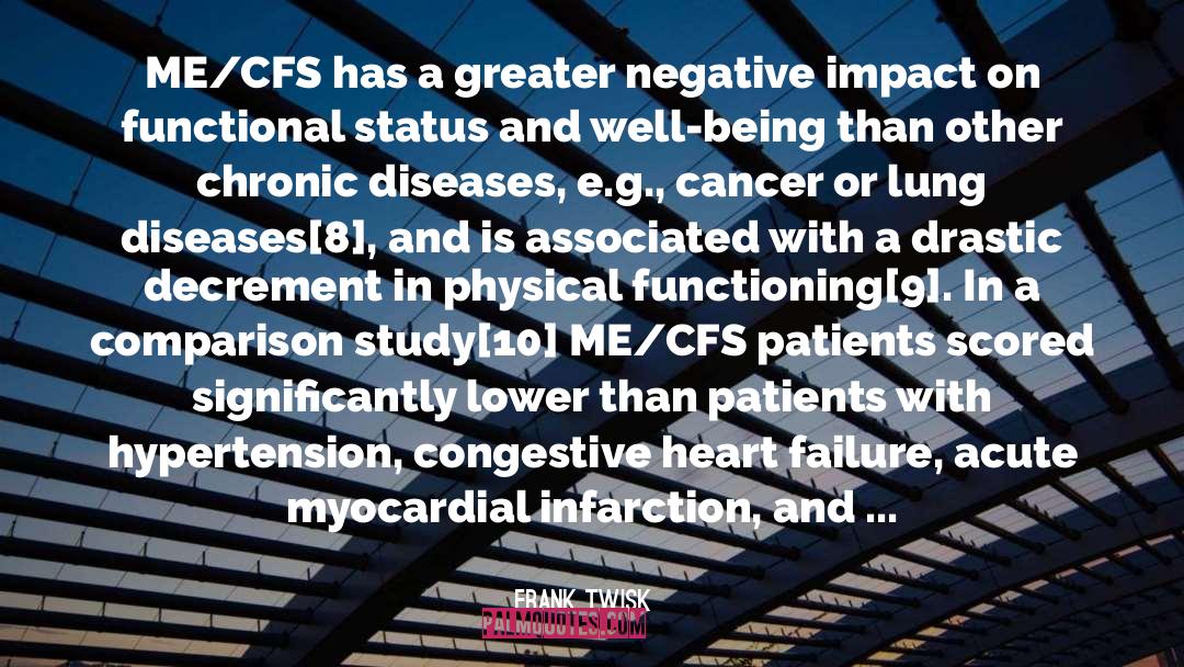 Frank Twisk Quotes: ME/CFS has a greater negative