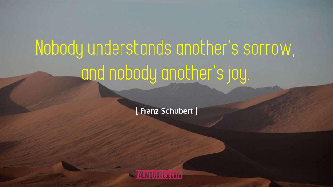 Franz Schubert Quotes: Nobody understands another's sorrow, and
