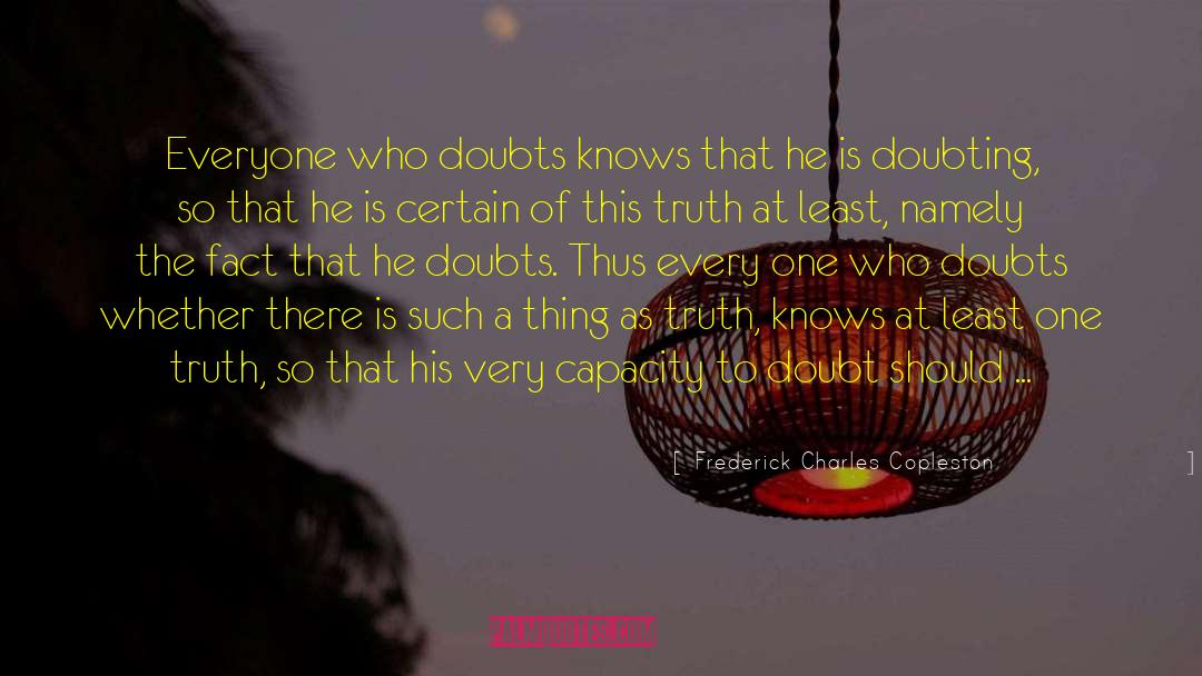 Frederick Charles Copleston Quotes: Everyone who doubts knows that