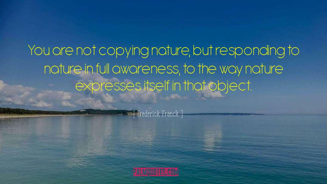 Frederick Franck Quotes: You are not copying nature,