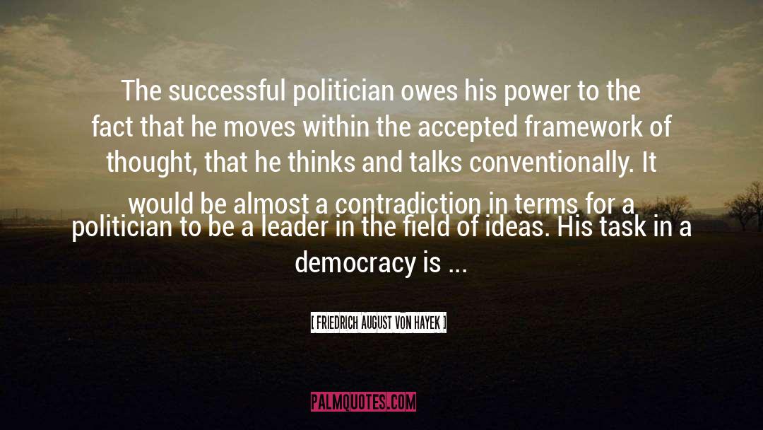 Friedrich August Von Hayek Quotes: The successful politician owes his
