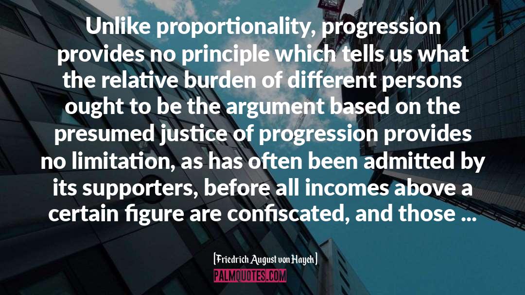 Friedrich August Von Hayek Quotes: Unlike proportionality, progression provides no