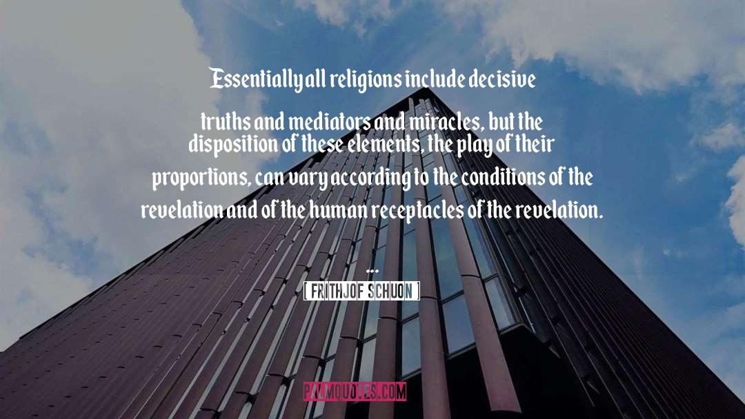 Frithjof Schuon Quotes: Essentially all religions include decisive