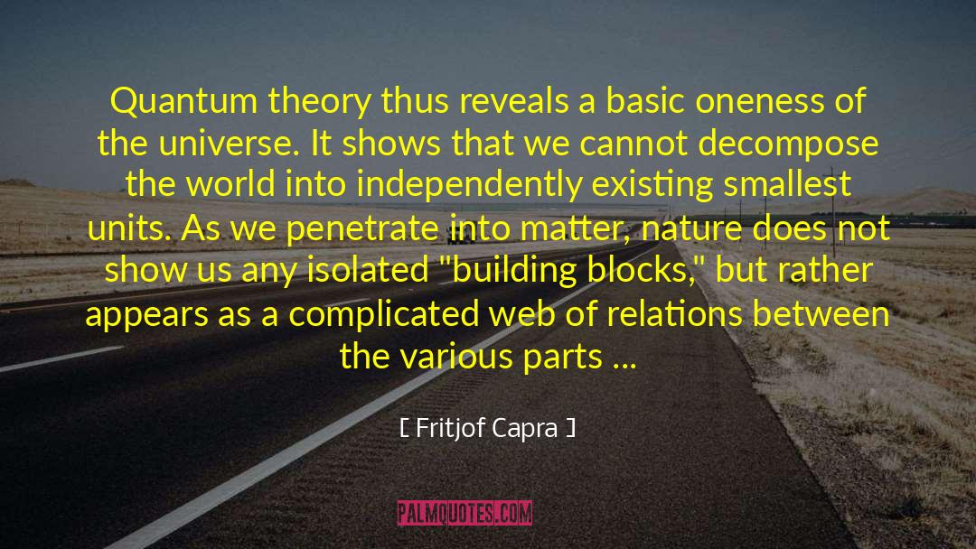 Fritjof Capra Quotes: Quantum theory thus reveals a