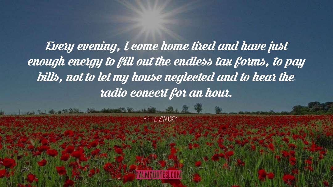 Fritz Zwicky Quotes: Every evening, I come home