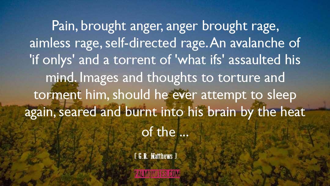 G.R. Matthews Quotes: Pain, brought anger, anger brought