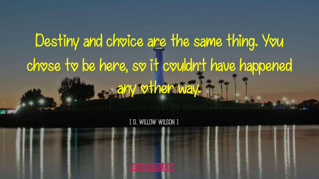 G. Willow Wilson Quotes: Destiny and choice are the
