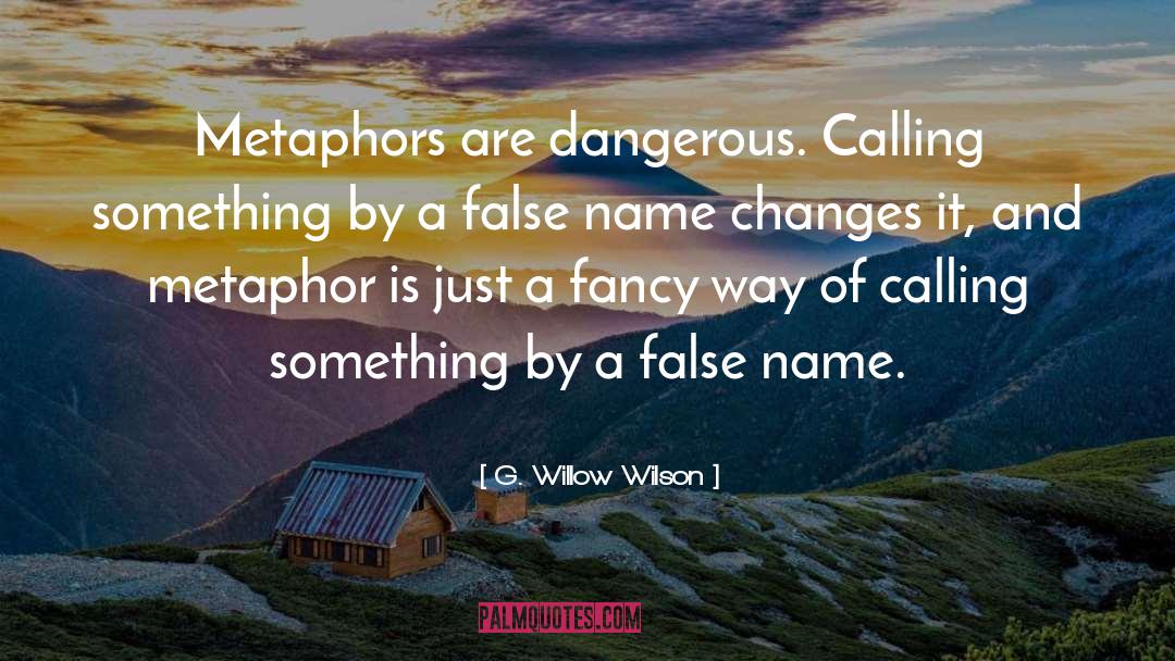 G. Willow Wilson Quotes: Metaphors are dangerous. Calling something