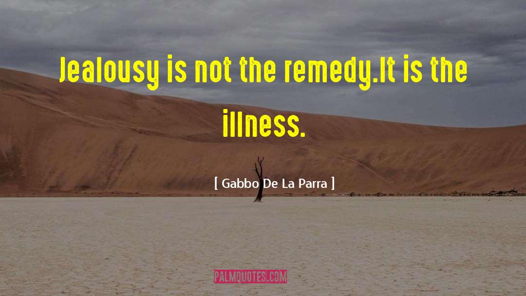 Gabbo De La Parra Quotes: Jealousy is not the remedy.<br