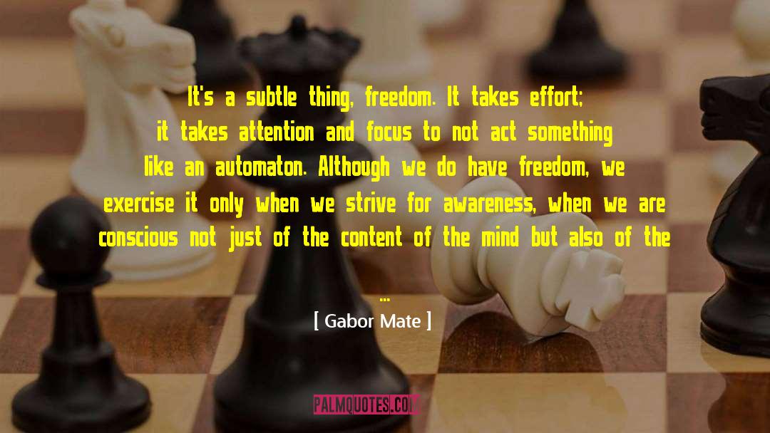 Gabor Mate Quotes: It's a subtle thing, freedom.