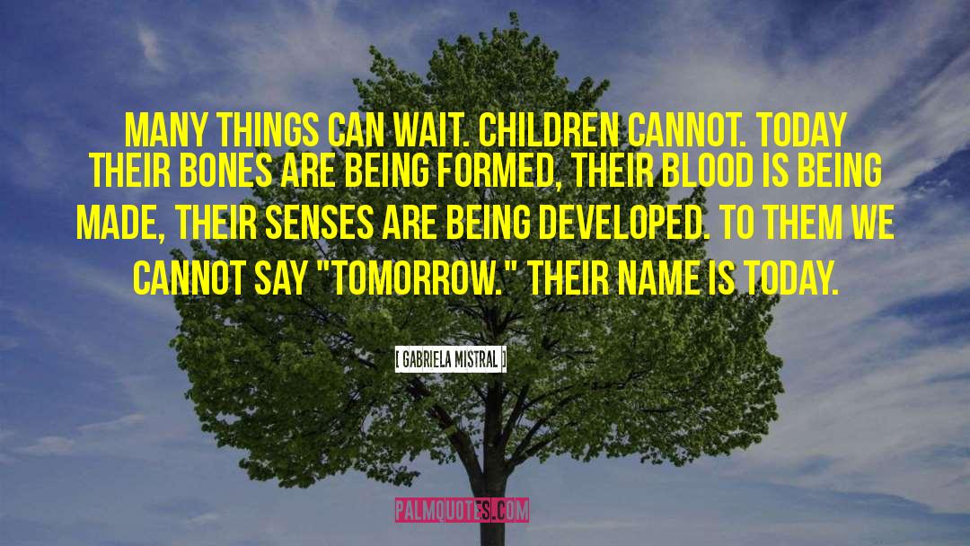 Gabriela Mistral Quotes: Many things can wait. Children