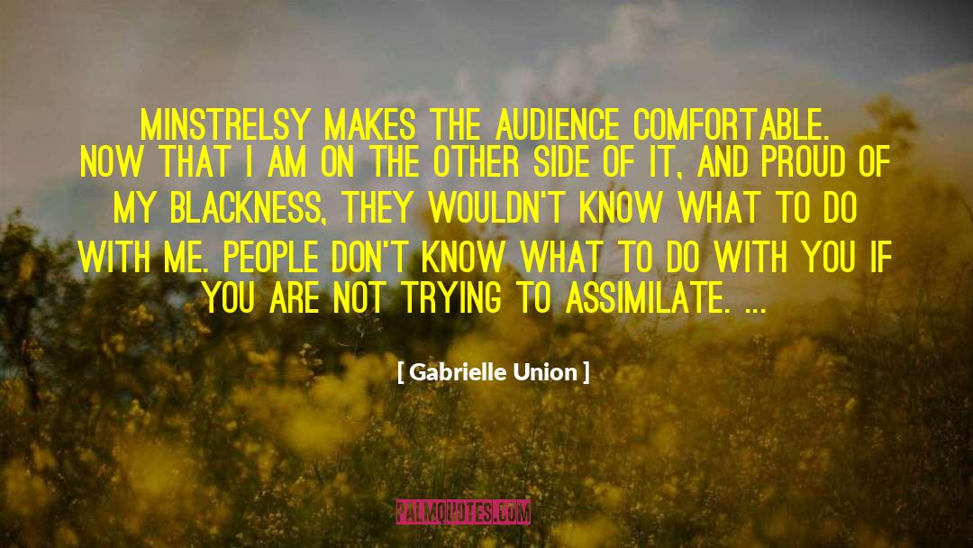 Gabrielle Union Quotes: Minstrelsy makes the audience comfortable.