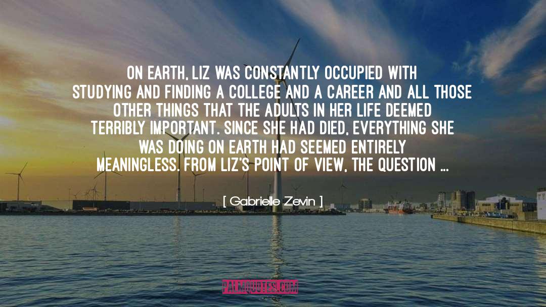 Gabrielle Zevin Quotes: On Earth, Liz was constantly